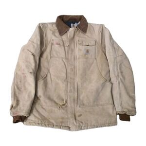 Carhartt Vintage Y2K Distressed Chore Coat Jacket Size L Tan Destroyed Field